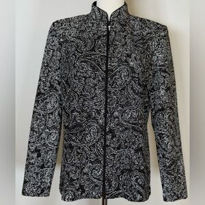 Alex Evenings | Black Embellished Zip Front Formal Jacket Women’s Size Medium
